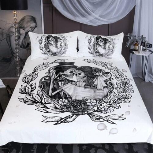 Cartoon Flame Skull Lighting Duvet Cover British Style Family Student Dormitory Quilt Cover Pillowcase Home Textile