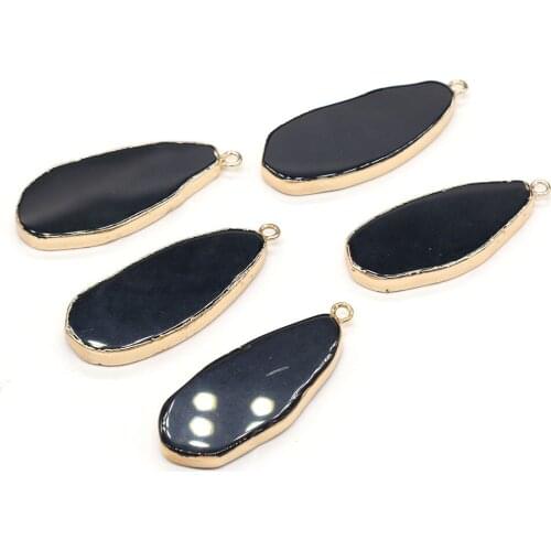 Natural Agates Stone Pendants Waterdrop Shape Black Agates Stone Charms For Jewelry Making Necklace Bracelet Gift