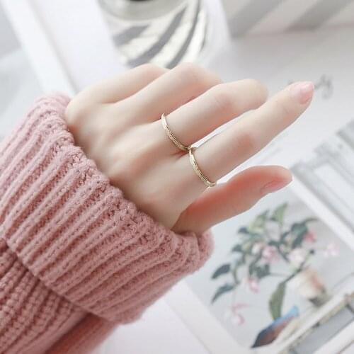 Gold-plated Frosted Ring Simple Stainless Steel Couple Tail Rings Anniversary Valentines Day Engagement Jewelry Gift