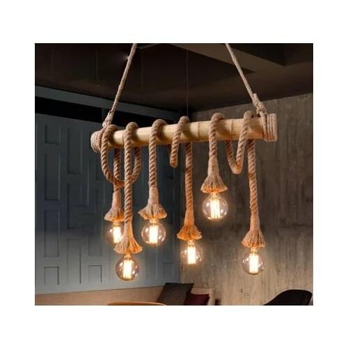 Hemp Rope Pendant Lights Vintage Retro Loft Industrial Hanging Lamp for Living Room Kitchen Home Light Fixtures Decor Luminaire