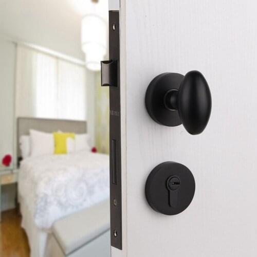 Luxury American Copper Interior Room Door Lock Simple European Bedroom Mute Round Handle Single Opening Elliptical Egg Lock
