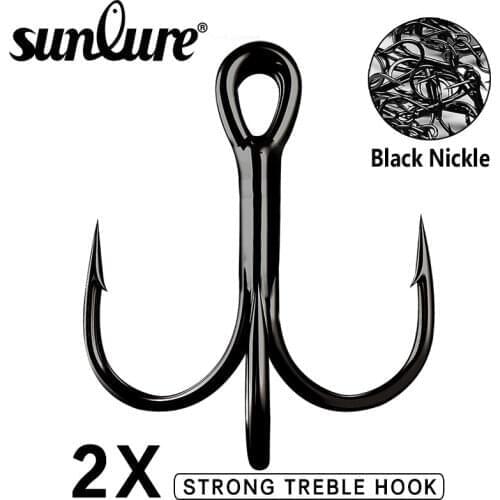 50pcs/lot Saltwater Fishing Hook Black Nickle Treble Hooks 1#-12# 2/0#-5/0# High-Carbon Steel Fishhook High Strength Hooks