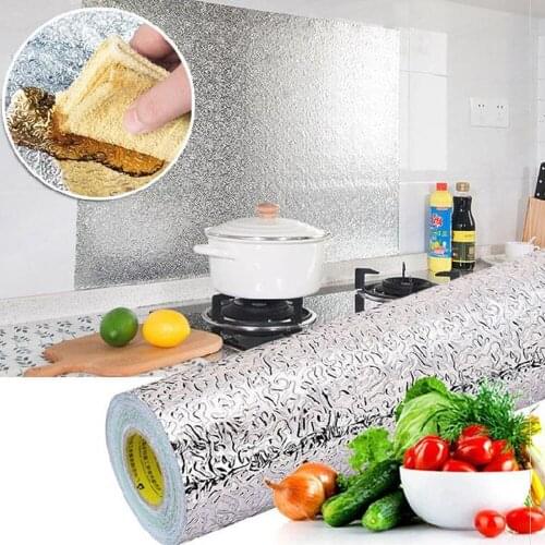 Kitchen Self-Adhesive Film Oil Proof Sticker Aluminum Kitchen WallSticker Wallpaper Kitchen Film Utensils For Kitchen Decoration