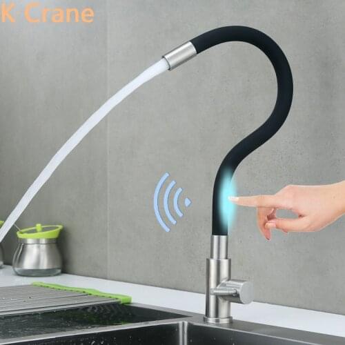 Touch Sensor Flexible Faucets Kitchen Smart Touching Sense Tap Single Cold Deck Mounted Grifo Stainless Steel Sink Inductive Tap