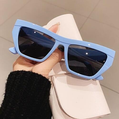 Vintage Square Cat Eye Sunglasses For Women Luxury Brand Blue Pink Sun Glasses Female Elegant Simple Gradient Eyewear Men Shades