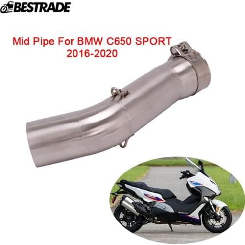 Mid Pipe For BMW C650 Sport 2016-2020 Stainless steel Motorcycle Exhaust Middle Link Connect Pipe Slip On 51mm Muffler Tube