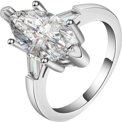 UFOORO Large Cubic Zirconia Oval Rings Jewelry Silver Color Elegant Bridals Wedding And Engagement Rings Fashion Women Rings