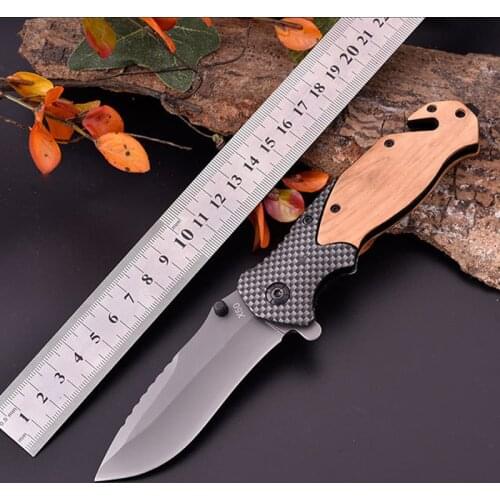 8.0'' Damascus Steel Military 7cr18mov blade Steel + Wood handle folding knife Outdoor camping hunting pocket knives EDC tools