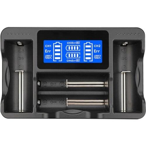 Smart Four Charger LCD Display Battery Charger for 26650/22650/18650/18490/18350/17670/17500/16340/RCR[123]/14500/10440