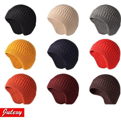 Winter Thick Warm Earmuffs For Men And Women Lovers Hats Core-Spun Yarn Knitted Hats Windproof And Cold-Proof Woolen Hats