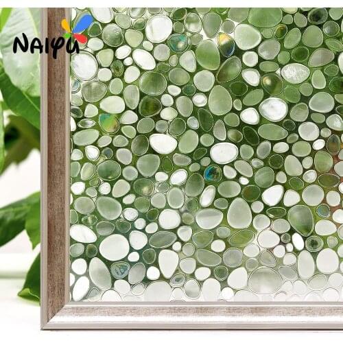 0.3mm Pvc cobble patterns Heat Insulation Opaque Explosion-proof Glass Films No-glue 3d Static Cling Decorative Window Film