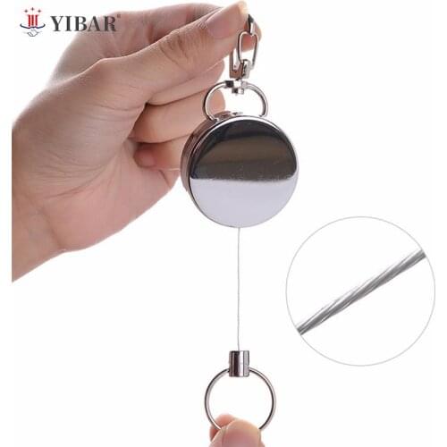 1PC Resilience Steel Wire Rope Elastic Keychain Sporty Retractable Alarm Key Chain Anti-lost Telescopic Keyring
