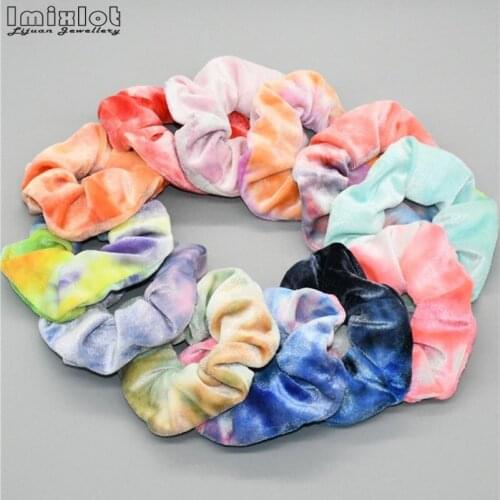 1PC Korea Velvet Hair Scrunchie Elastic Hair Bands Gradient Color Women Girls Headwear Ponytail Holder Hair Accessories
