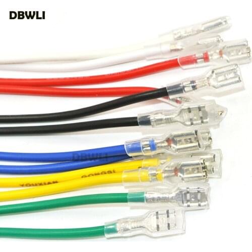 12Pcs 6.3mm 4.8mm 2.8mm Female Spade Crimp Terminals with red green blue yellow white black Wire cable