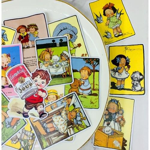 15PCS vitage baby Scrapbooking stickers book Student kids toys Notebook label Decorative sticker paper Stationery