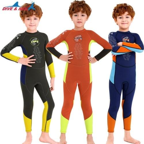 2020 DIVE & SAIL Wetsuit Boys 2.5MM neoprene Scuba diving suit children snorkeling Swimsuit Sun-proof drifting Surfing swimwear