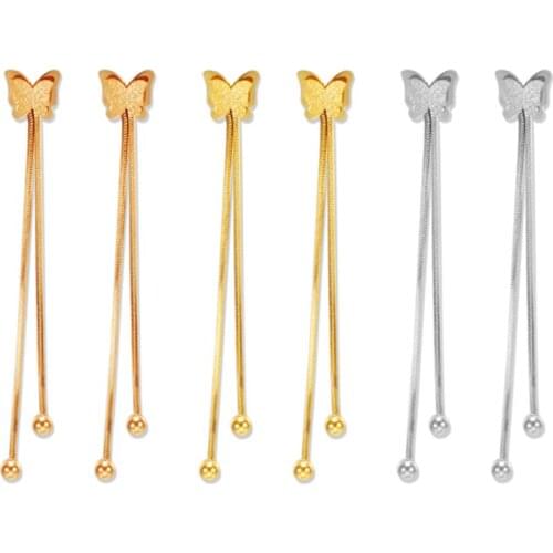 2021 Sweet temperament jewelry Crystal from Swarovskis 3 Colors Butterfly long fringed Stainless steel earrings Fit Women