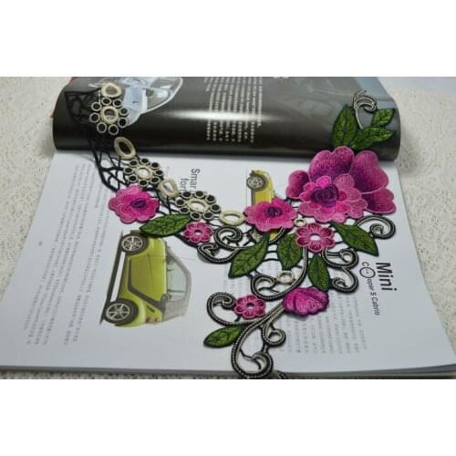 35cm*35cm(1piece)color Embroidered Polyester Lace collar Sewing Patch for Collar Bridal Dress