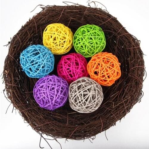 5pcs 7cm Wicker Rattan Balls Decorative Orbs Vase Fillers for Craft, Party Wedding Table Decoration, Baby Shower Christmas Decor