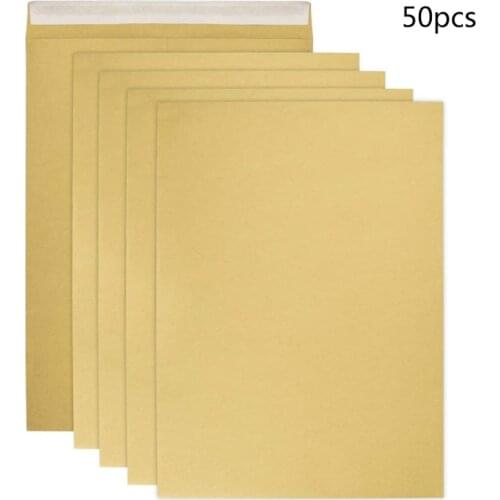 50Pcs A4 File Holder Kraft Paper Bag Stamp Storage Bag 9.01x12.75in 100 Sheets Capacity Self-adhesive for Photos Letters