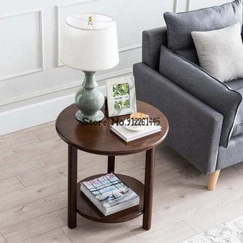 American Small Round Table Simple And Creative Small Coffee Table Side Table Nordic Corner Table All Solid Wood Sofa Side Cabine