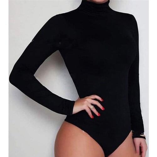 Bodysuit Womens Sexy Solid Turtleneck Body Femme Long Sleeve Tops Autumn Winter Elegant Slim Hot Sale Bodysuit Womens