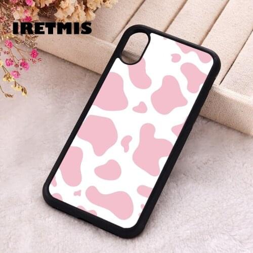 Iretmis 5 5S SE 2020 Phone Cover Cases for iPhone 6 6S 7 8 Plus X Xs Max XR 11 12 MINI Pro Rubber Silicone Pink Cow