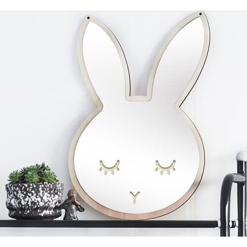 Children Cartoon Decorative Mirror Bathroom Baby Room Rabbit Bowknot Wall Frame Creative Home Art Decoration Acrylic
