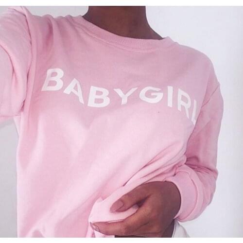 BABYGIRL Letter Hoodies Long Sleeve Tops Gothic Harajuku Clothes Pink Pullover Autumn Winter Sweatshirts