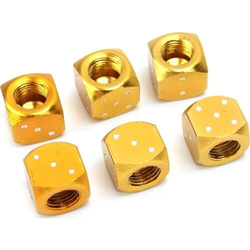 2Pcs/Pair Gold Aluminum Auto Wheel Stem Tyre Air Valve Dustproof Cap Dice Tire Tyre Valve Cap Bike MTB Truck Tire Valve Dust Cap