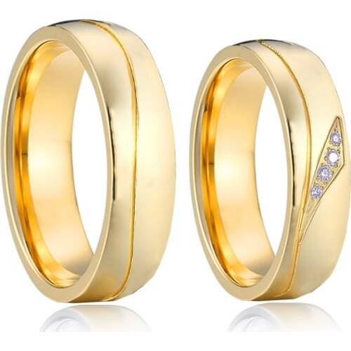 Promise wedding rings for couples lovers alliance 1 pair 18k gold plated his and hers proposal ring marriage big women size