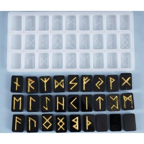 Crystal Epoxy Resin Mold Energy Symbol Runes Letter Word Model Mirror Casting Silicone Mould DIY Crafts Pendant Jewelry Tools