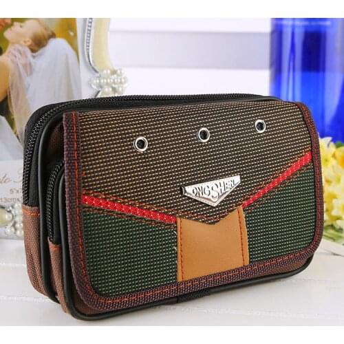 Men Fanny Pack For Mobile Phone Male Cover Round Zipper Coin Purse Fabric Waterproof Good Quality Bag Casual Waist Packs Bags