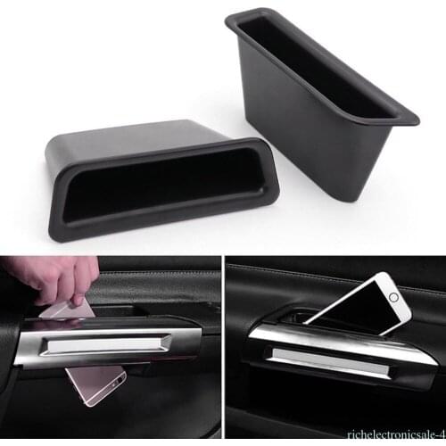 Car Interior Organizer 2Pcs Interior Side Door Storage Box Holder Phone holder For Ford Mustang 2015 2016 2017 Free Shipping