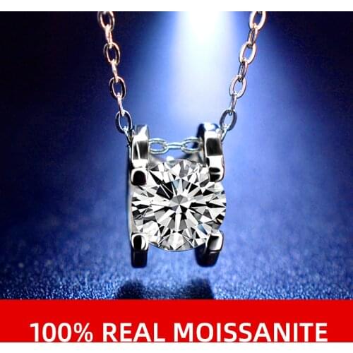 NYMPH Moissanite Diamond Pendant Necklace 1.0ct D Color Square 925 Sterling Silver High Jewelry Wedding Anniversary Gift