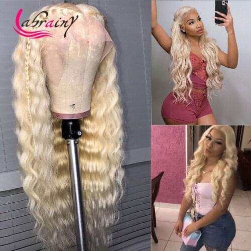 HD transparent Lace Frontal Wigs 613 Blonde Glueless Body Wave Pre Plucked 13x6 Lace Front Human Hair Wigs Natural Hairline