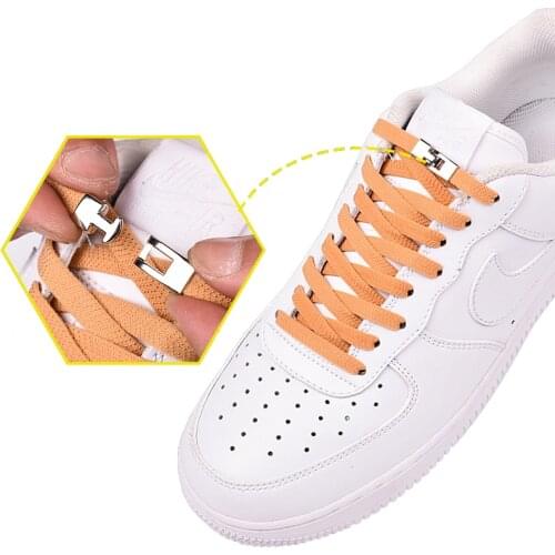 24 Colors Flat Shoe Laces No Tie Elastic Shoelaces Metal lock 1 Second Quick Quality Lazy Shoelace Of Sneakers T12