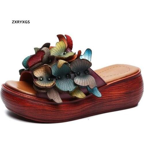 2021 Classic Flower Summer Women Slippers Platform Comfort Light Increase Sandals Wedges Slippers Women Shoes Fashion Sandals