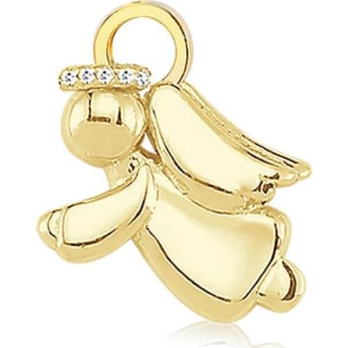 Valori Jewels Lucky Angel, Zirconia White Gemstone, Gold Plated, Sterling Silver Earring Charm
