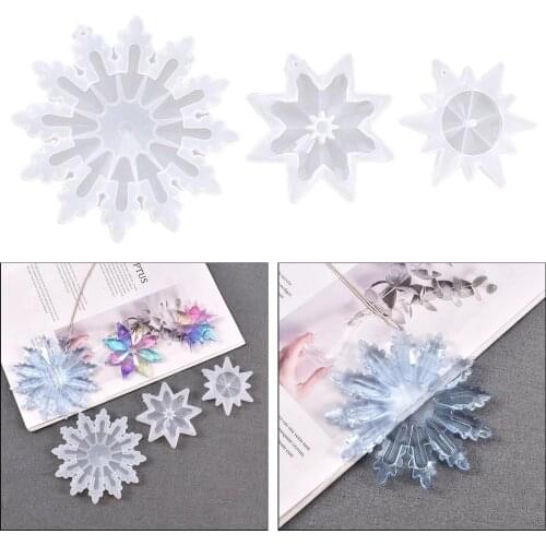 Snowflake Resin Casting Molds DIY Silicone Mold Crystal Epoxy Mold Pendants for DIY Crafts Wedding Hanging Decor Home Ornament
