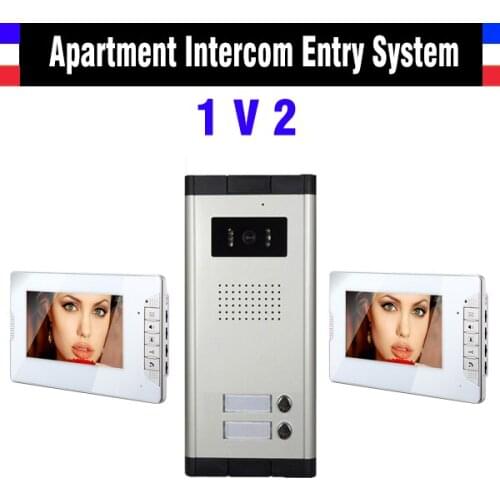2 Units Apartment Intercom System 7 Inch Screen Video Intercom Doorbell Door Phone Video Door Camera kits