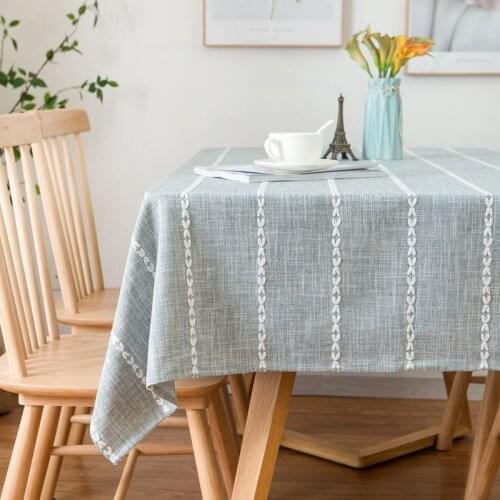 Nordic Rectangle Tablecloth for Wedding Party Striped Dyed Dustproof Polyester Fabric Table Covers Simple Tables Decor Clothes