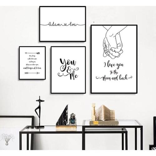Modern wall decor canvas painting nordic love quote canvas picture black white fashion wall art poster