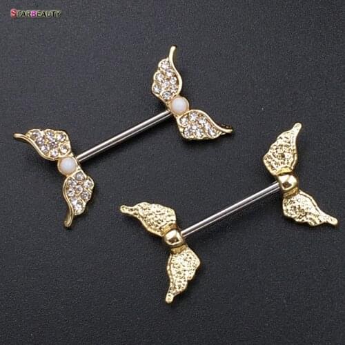 Starbeauty 2pcs/lot Angel Wing Nipple Piercing Mamilo Sexy Women Nipple Ring Body Jewelry Cute Fake Nipple Cover Pircing Gift