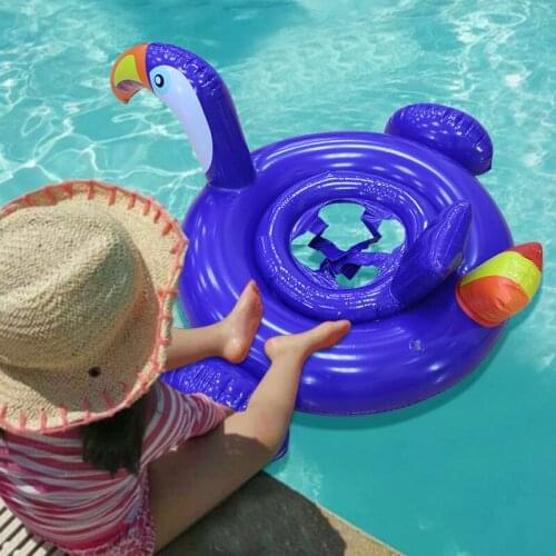Dark Blue Cartoon Animal Shape Toucan Children Inflatable Swimming Circle Pool buoy Water Playing Kids Safety Float Accessories