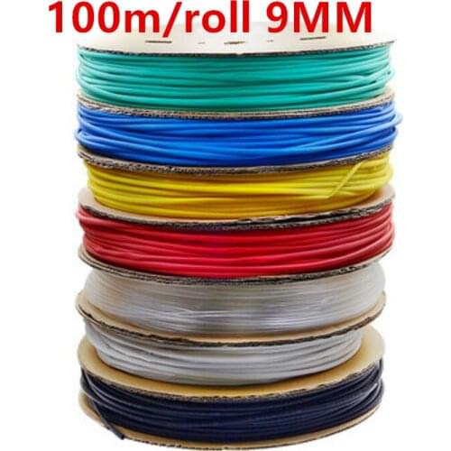 100m/roll 9MM Heat shrinkable tube heat shrink tubing Insulation casing 100m a reel