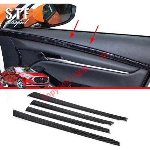 Carbon Fiber Style Interior Inner Door Handle Bowl Cover Molding Around Bezel Trim For Mazda 3 M3 Axela 2019 2020