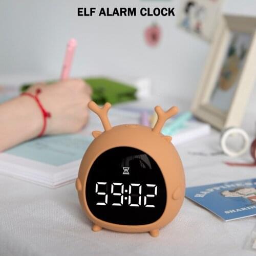 Smart Elf Alarm Clock USB with Night Light Students Wake Up Bedside Alarm Clock Children Gift Lazy Alarm Clock