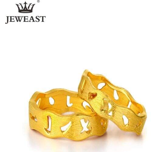 XXX24K Pure Gold Ring Real AU 999 Solid Gold Rings Elegant Shiny Heart Beautiful Upscale Trendy Classic Jewelry New 2020