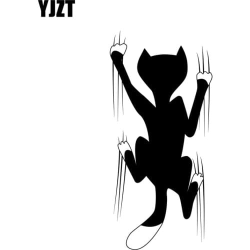 YJZT 6.7CM*14.2CM Cat Animal Vinyl Car Sticker Funny Decal Black Silver C10-02338